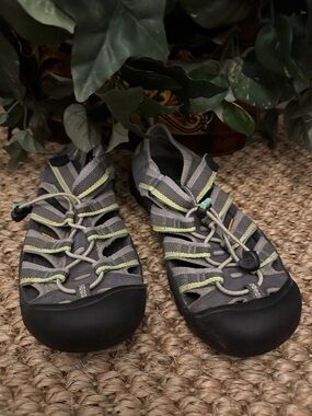 Keen Gray Sandals with Yellow-Green Accents